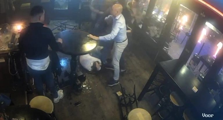 Bar Brawl Erupts as Woman Gets Kicked in the Head A brutal bar brawl in Helmond, Netherlands, saw a woman kicked in the head as chaos erupted. Three men were arrested as shocking CCTV footage captured the fight.